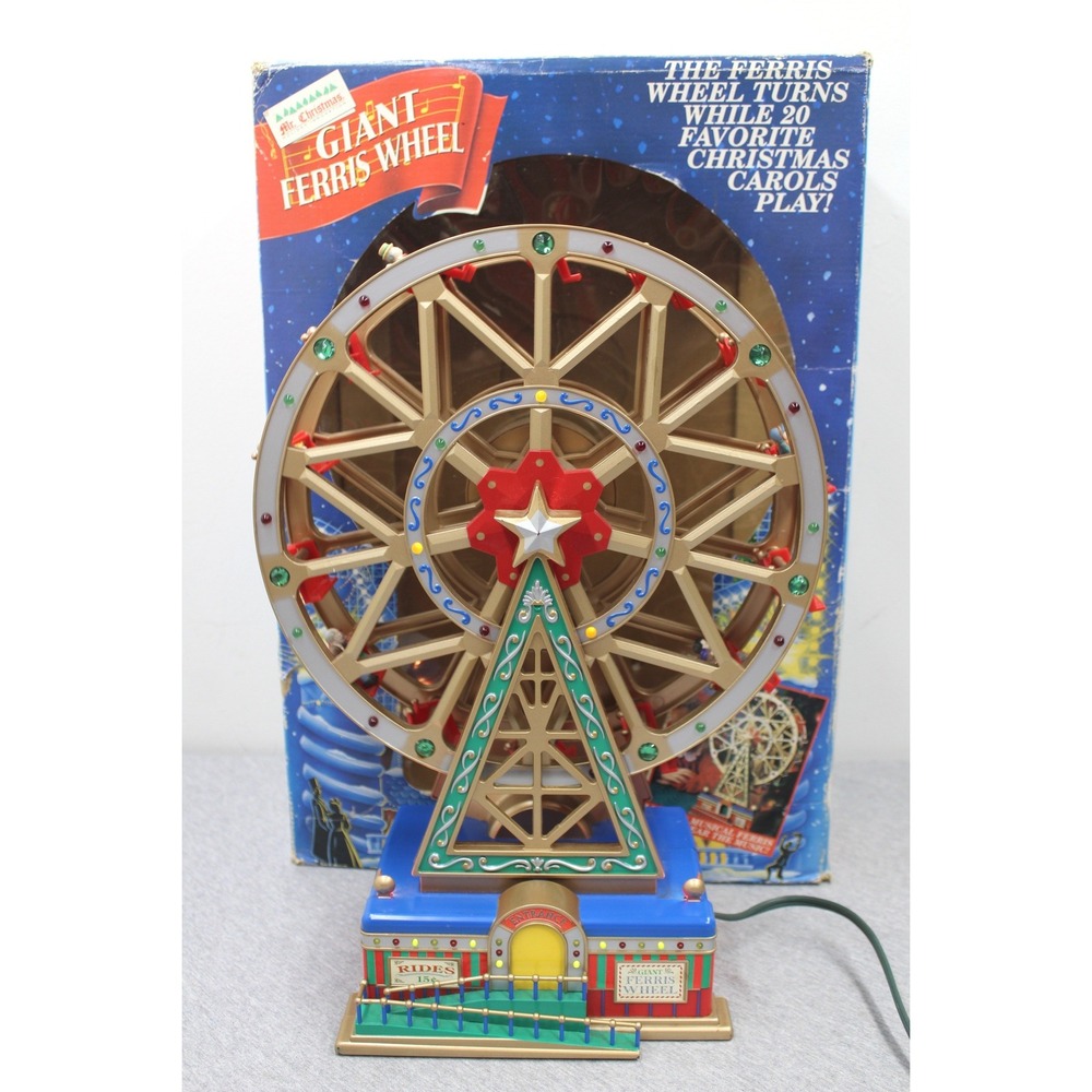 Mr. Christmas Giant Ferris Wheel Gold Red Musical 20 Carols Animated Holiday
